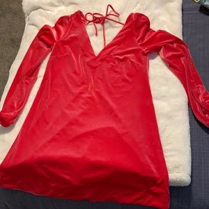 FREE PEOPLE VELVET DRESS HOT PINK SZ XS NWT